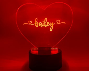 Custom LED heart night light, Personalized gift for her on Mother's Day, Anniversary or Wedding