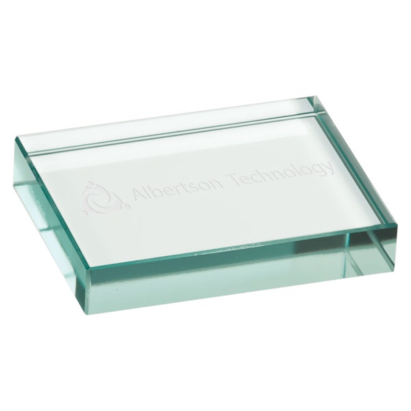 Custom Personalized Jade Glass Paperweight, Employee Recognition Gift for Retirement