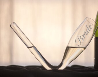 Custom Personalized Champagne Glassware, Chambong Bride and Groom Gift