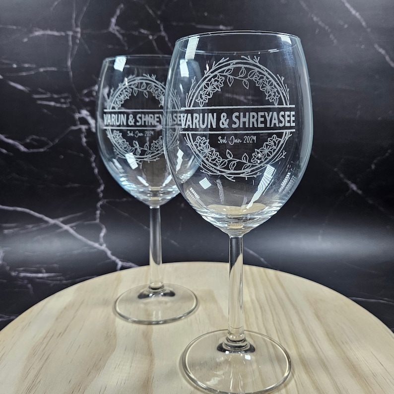 Personalized Wine Glasses Engraved Set of 2 Romantic Couple's Gift Perfect Gift for a Wedding or ...