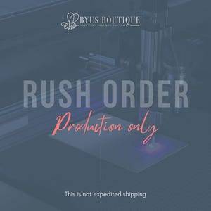 May include: A close-up of a machine with the text "RUSH ORDER Production only" and "This is not expedited shipping" printed on a white surface.