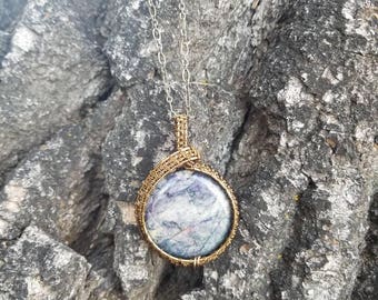 Dumortierite Wire Wrapped Pendant