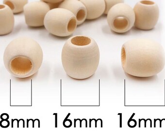 5 WOOD BEADS , Wooden Macrame Beads,Large Hole Wooden Beads 16x15mm 5 Pieces in a pack