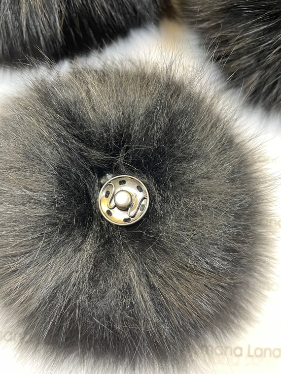 Black Fox Fur Pom Pom, Fox Fur Pompom for Hat, Pom Pom for  display picture 3