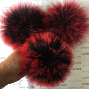 Faux Fur Pom Poms, Arctic Wolf, Neutral Faux Fur Poms, Fox Fur