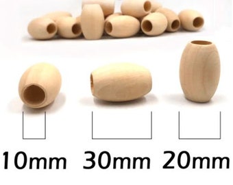 5-10-20 WOOD BEADS , Wooden Macrame Beads,Large Hole Wooden Beads 30mmx20mm,