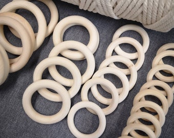 Wooden Macrame Rings, wooden rings 70mm-60mm-50mm-40mm,  Wooden Macrame Rings