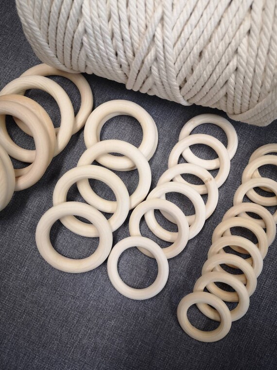 Buy 45mm WOOD RINGS 1 3/4 Inch Wooden Macrame Ring Warm Brown Stain Online  in India - Etsy