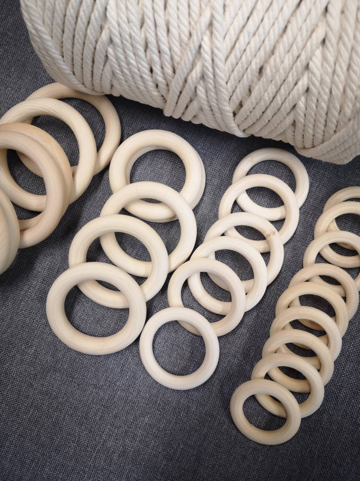 Wooden Macrame Rings, Wooden Rings 70mm-60mm-50mm-40mm, Wooden Macrame Rings  