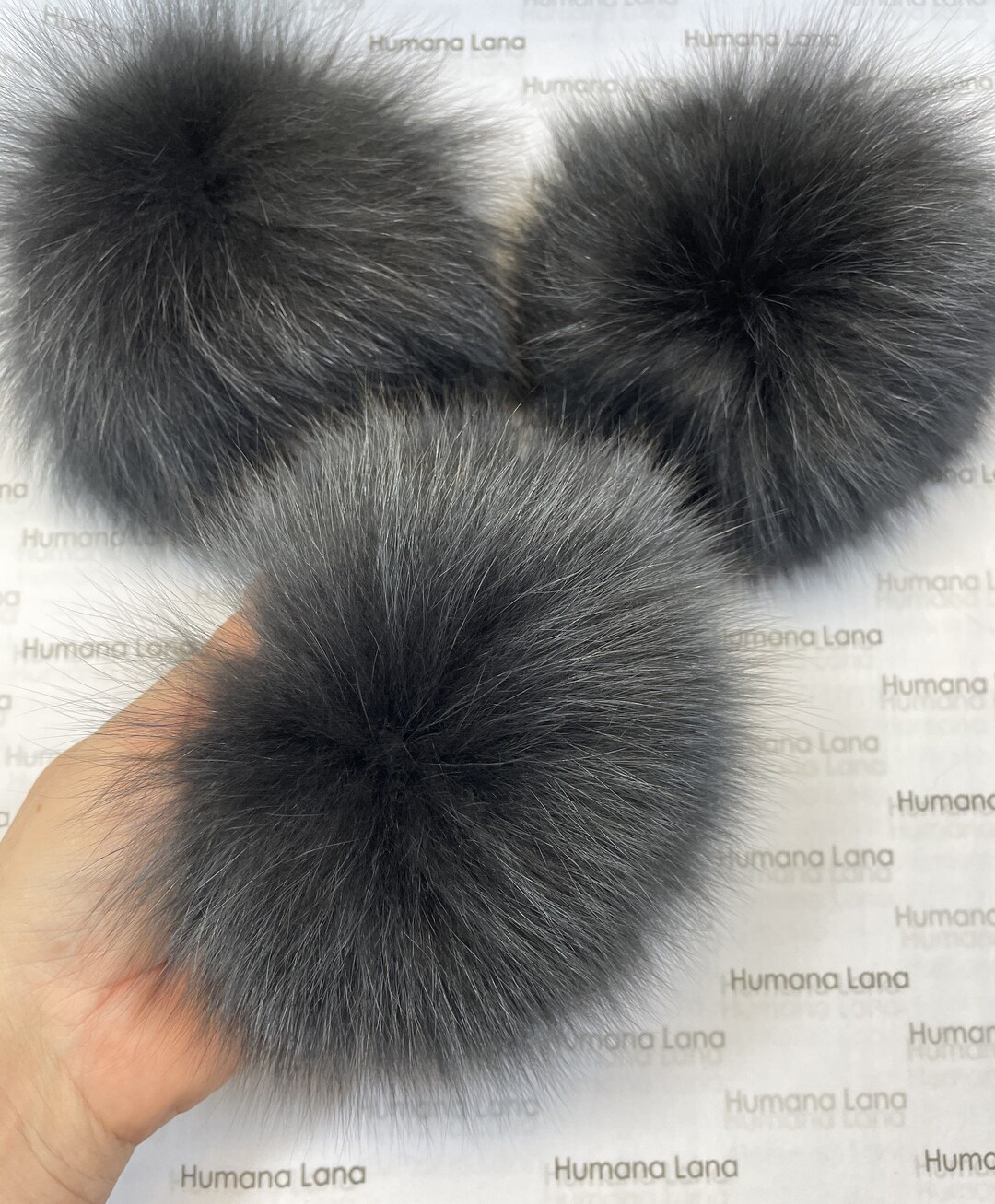 Smoke Grey Fox Fur Pom Pom Fox Fur Pompom for Hat Pompom - Etsy Finland