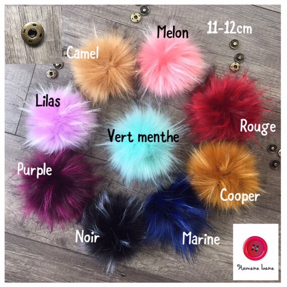 11 Pompons de fausse fourrure pompon fourrure synthetique pompon pour tuque pompon a bouton pression 13 14cm Etsy Canada