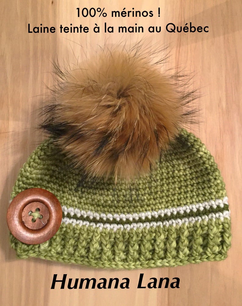 Hat winter cap Merino with 13-14cm removable fur Pompom