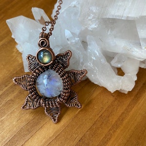 Moonstone and Labradorite Sun Pendant