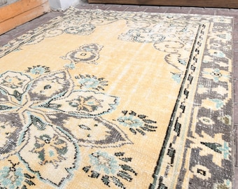 Turkish Rug, 5x9 ft, Vintage pastel carpet, Oushak rug, floor carpet,Decorative carpet,Ethnic carpet,Home living carpet,beige rug