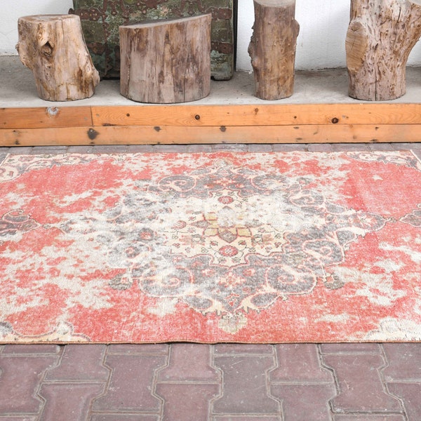 Klein formaat oushak tapijt, Pastel tapijt, Area tapijt, Vervaagd tapijt, Antiek tapijt, Home living tapijt, otantik tapijt, Decoratief tapijt, Handgeweven tapijt