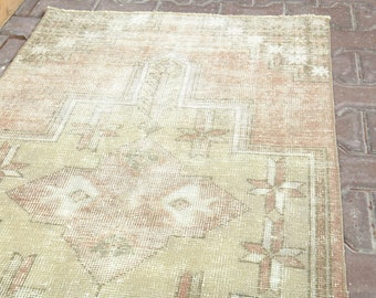 Turkish Rug 3x6 Vintage Rug Turkish Rug Bohemian Rug blue beige rug wool runner turkish runner oushak runner carpet rug decorative rug