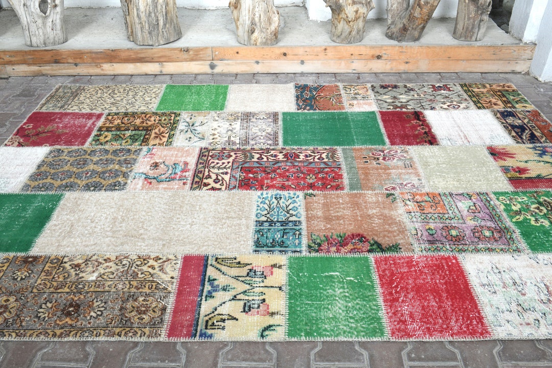 Turkish Patchwork Rugs 7x10, Patchwork Rug, Turkish Patchwork, Handmade Patchwork, Carpet Rug ...