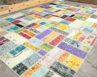 7x10 Patchwork, Turkish patchwork, Handmade patchwork, Carpet rug, Original carpet, Exclusive rug, Vintage patchwork, Oushak patchwork