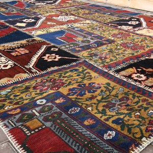 6x8 Navy Blue Red Patchwork Rug Floor rugs Home decor Handmade patchwork Large rug Original rug Exclusive rug Vintage patchwork