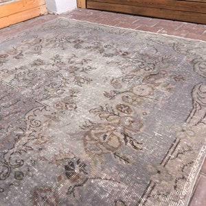 Gray Blue rug 6x9 Oushak rug Anatolian rug Turkish vintage rug turkish rug vintage rug Gray rug oushak rug decorative rug