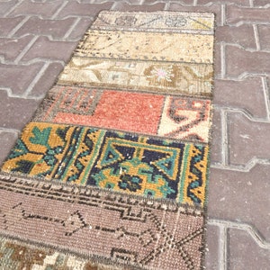 1'3x6'5 Patchwork Rug, Turkish patchwork, Home decor, Handmade patchwork, Original carpet, Exclusive rug, Vintage patchwork