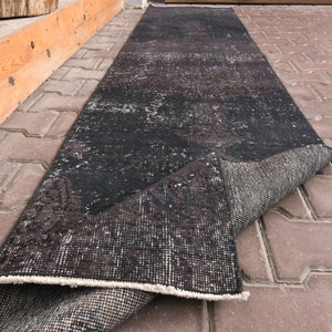 Gray Navy Blue Runner 2x9 Turkish runner, Gray blue runner, Vintage runner, oushak rug, decorative rug, area rug, handmade rug, carpet rug