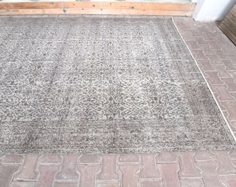 7x11 Gray Rug, Vintage rug, 0ushak rug, Over size rug, Decorative carpet, Bohemian rug, Rugs turkish, Turkish rug, fadet rug