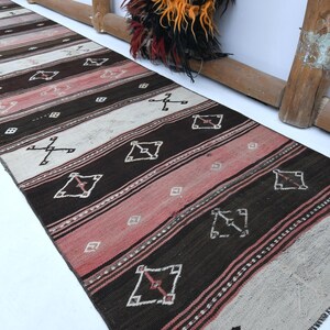 2x12 Brown Pink Beige Kilim rug, Oushakrug, Anatolian rug, Turkish vintage Rug, Turkish rug, vintage rug, antique Rug, Oushak rug