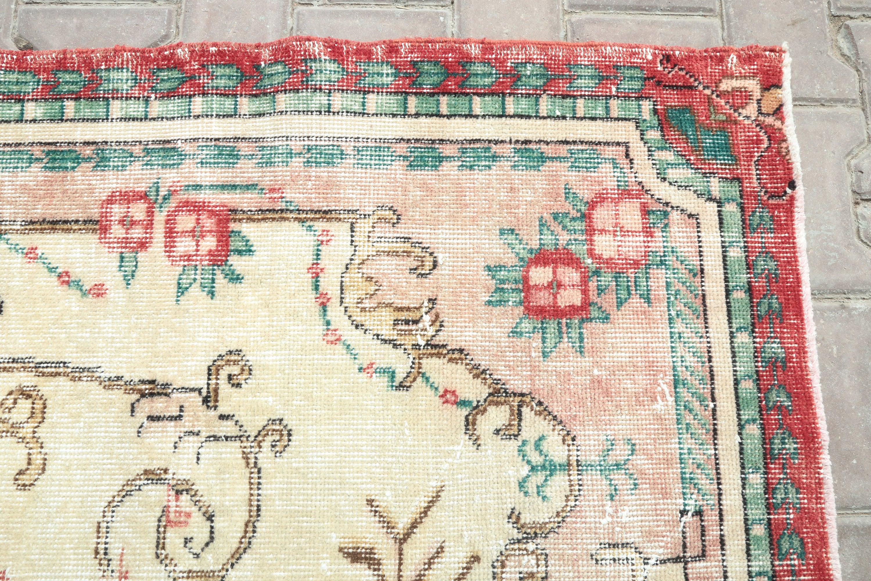 Handwoven Turkish Rug Small Anatolian Oushak 3.7x6.6 Ft