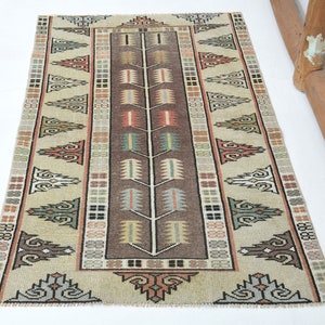 2'8x4'3 ft Turkish rug, Area rug, Oushak rug, Vintage rug, Nursery rug, Handmade rug, Colorful rug, Wool rug, Turkey rug image 2