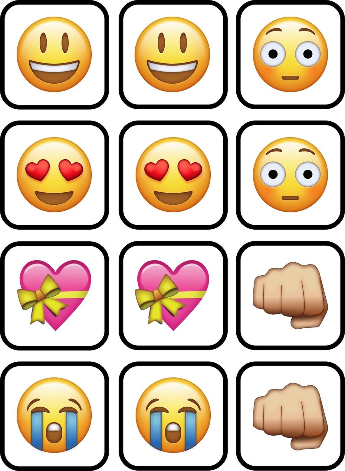 Emoji Memory Card Game Printable 54 Images 108 Cards - Etsy