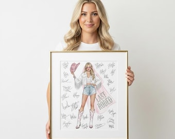 Vegas Bachelorette Guest Book, Custom Bride Portrait Sign, Personalized Party Decor