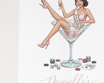 Vegas Bachelorette Welcome Sign | Custom Vegas Bride Portrait | Las Vegas Bach Party Decor | Personalized Bride Illustration Poster