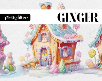 Watercolor Gingerbread House Clipart, PNG (Digital Download)