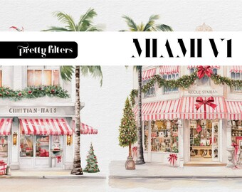 Watercolor Christmas Town Clipart, Xmas Houses (Digital Download)