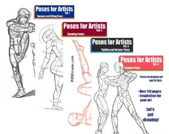 Poses For Artists Book Set: Volumes 1-4 - Save 10dollars