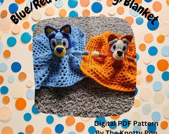 Blau/Rot Heeler Lovey/Decke Muster