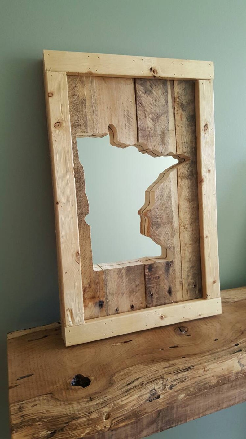 Reclaimed Pallet wood state outline mirrors Etsy