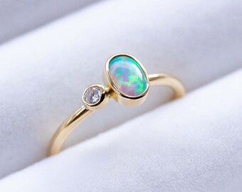 Opal & Diamond Island Ring - All sizes