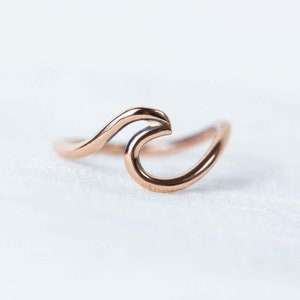 Solid 9K Rose Gold Wave Ring - All Sizes