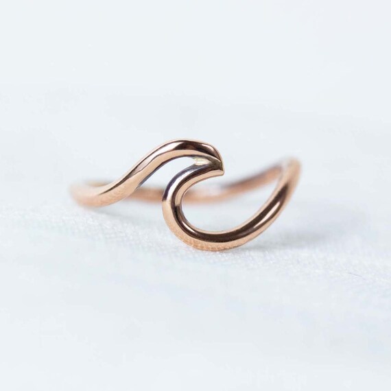 Solid rose shop gold wave ring