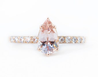 Celine Peach Morganite Diamond Ring in 18K Rose Gold