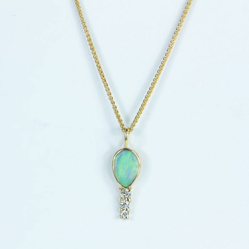 Australia Opal and Diamond 'Aurora' Necklace in 9K Yellow Gold image 2