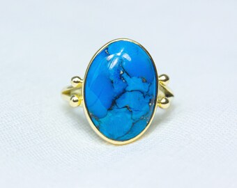 Egyptian Turquoise Tidal Ring - Size N