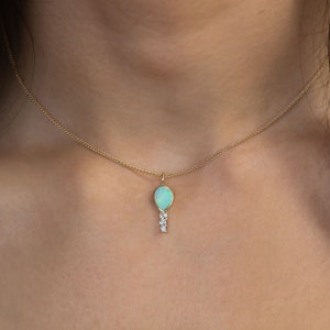 Australia Opal and Diamond 'Aurora' Necklace in 9K Yellow Gold image 4