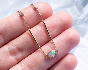 Ebb & Flow Opal Diamond Necklace in Gold