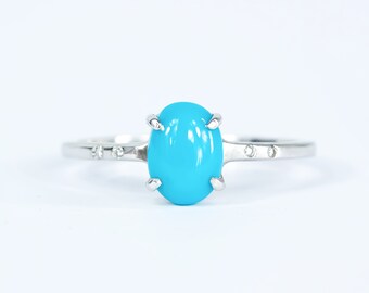 Turquoise and Diamond 'Luna' Ring in 9K White Gold