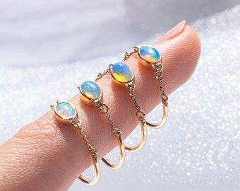 Rainbow Crystal Opal Ebb and Flow Ring in Solid Gold