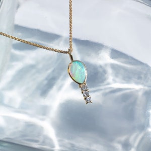 Australia Opal and Diamond 'Aurora' Necklace in 9K Yellow Gold image 5