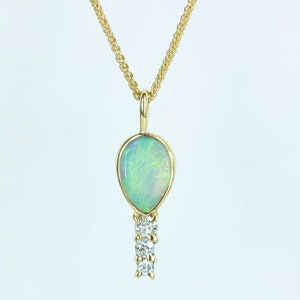 Australia Opal and Diamond 'Aurora' Necklace in 9K Yellow Gold image 1